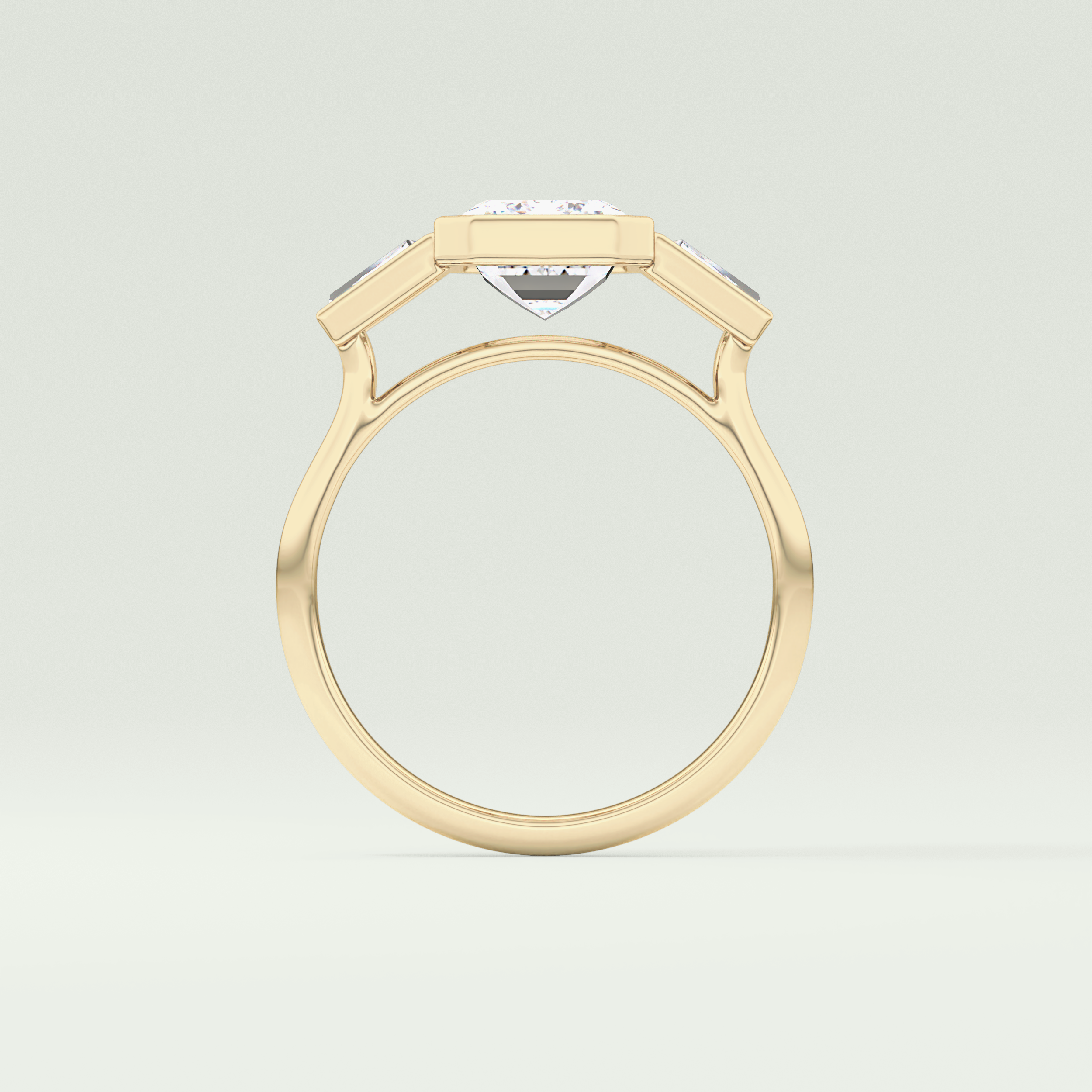 2.0 CT Emerald Cut Three Stone Bezel Lab-Grown Diamond Engagement Ring 6