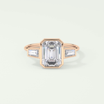 2.0 CT Emerald Cut Three Stone Bezel Lab-Grown Diamond Engagement Ring 7