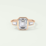 2.0 CT Emerald Cut Three Stone Bezel Lab-Grown Diamond Engagement Ring 7