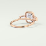 2.0 CT Emerald Cut Three Stone Bezel Lab-Grown Diamond Engagement Ring 8