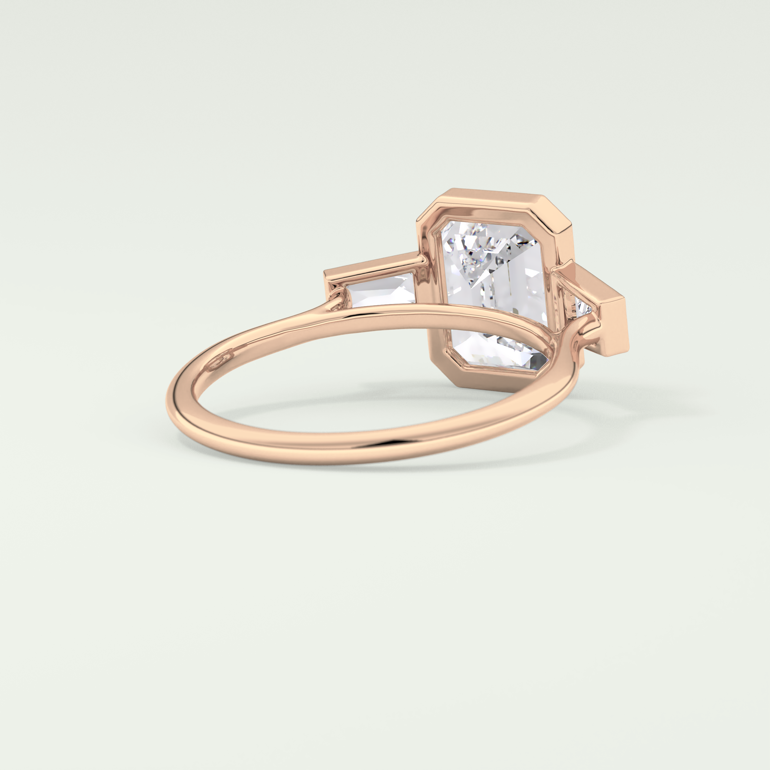 2.0 CT Emerald Cut Three Stone Bezel Lab-Grown Diamond Engagement Ring 8