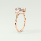 2.0 CT Emerald Cut Three Stone Bezel Lab-Grown Diamond Engagement Ring 11