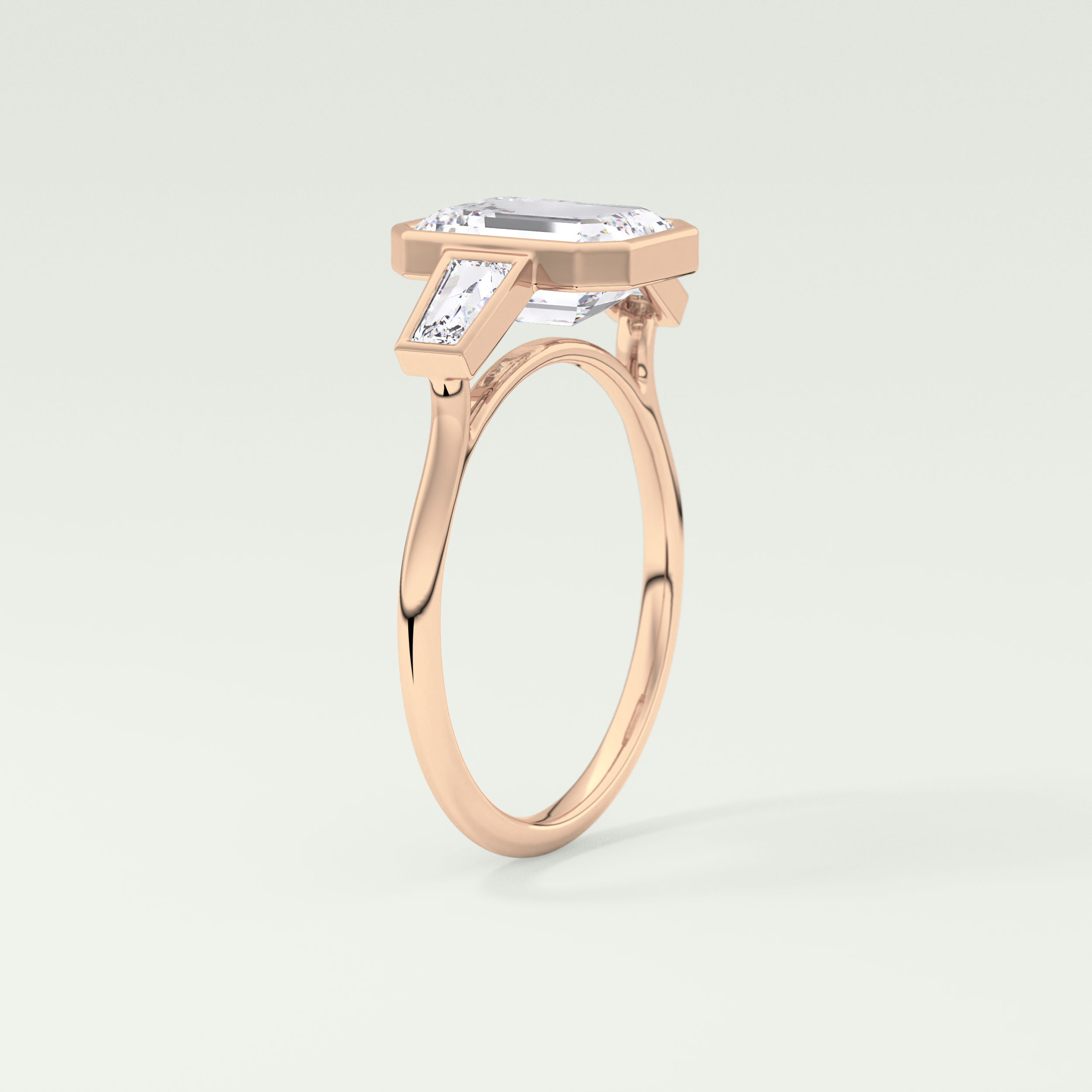 2.0 CT Emerald Cut Three Stone Bezel Lab-Grown Diamond Engagement Ring 11