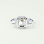 2.0 CT Emerald Cut Three Stone Bezel Lab-Grown Diamond Engagement Ring 13