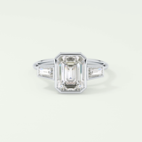 2.0 CT Emerald Cut Three Stone Bezel Lab-Grown Diamond Engagement Ring 13