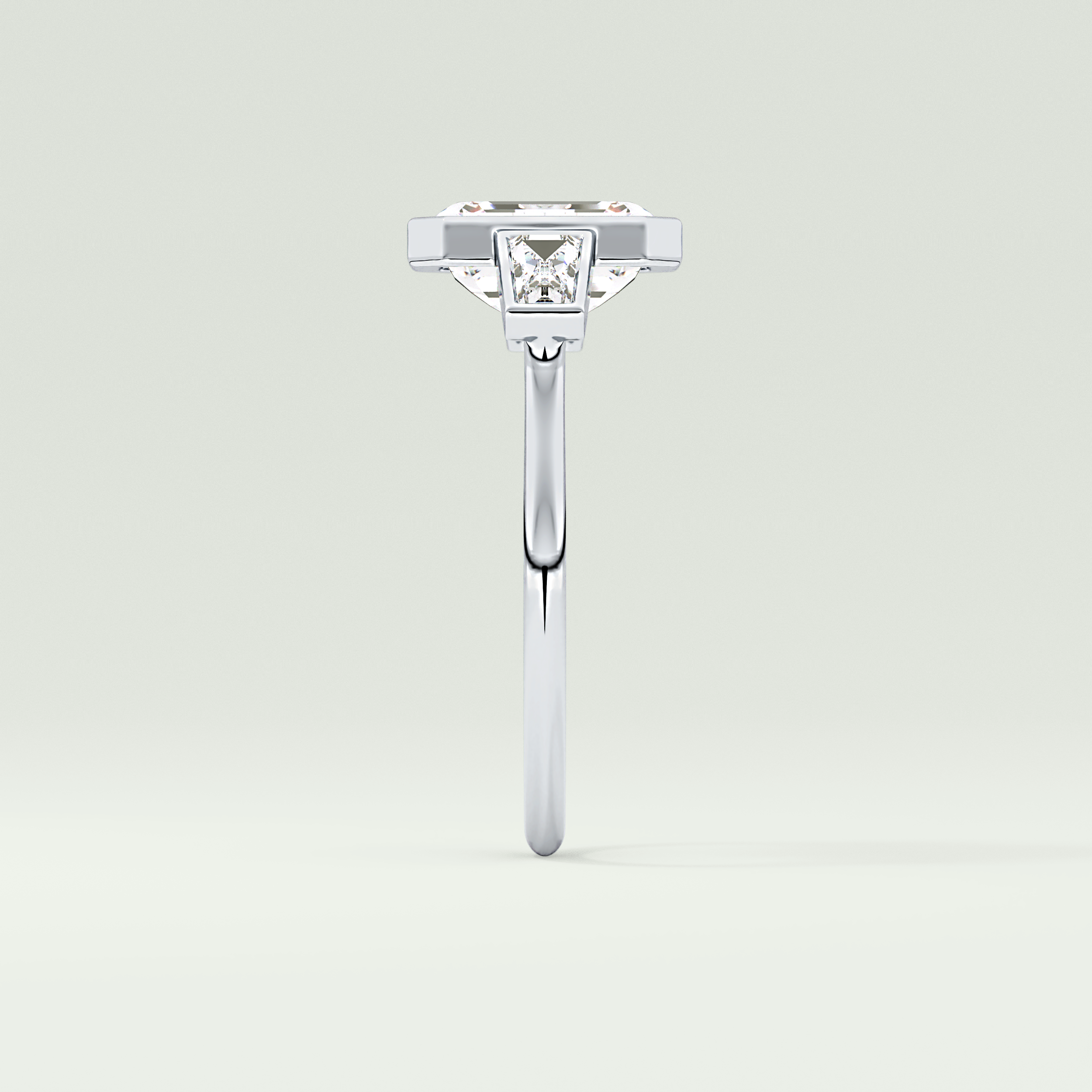 2.0 CT Emerald Cut Three Stone Bezel Lab-Grown Diamond Engagement Ring 16