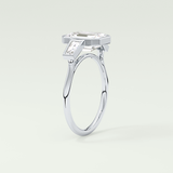 2.0 CT Emerald Cut Three Stone Bezel Lab-Grown Diamond Engagement Ring 17