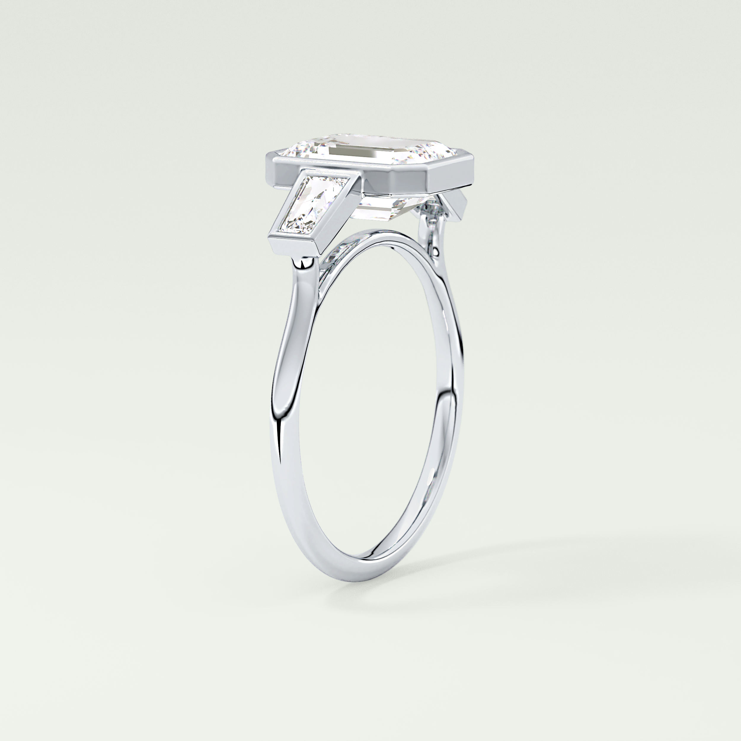 2.0 CT Emerald Cut Three Stone Bezel Lab-Grown Diamond Engagement Ring 17
