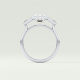 2.0 CT Emerald Cut Three Stone Bezel Lab-Grown Diamond Engagement Ring 18