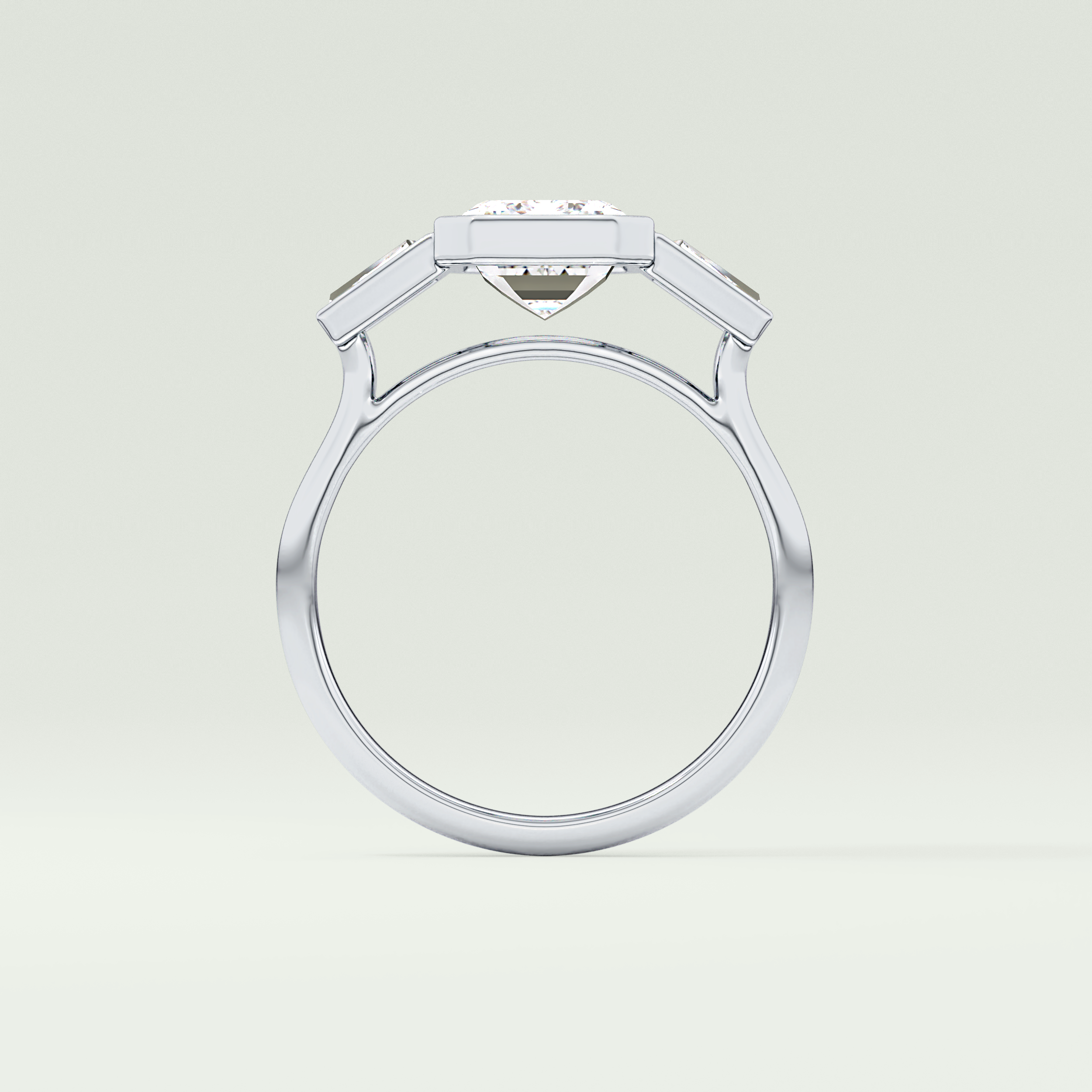 2.0 CT Emerald Cut Three Stone Bezel Lab-Grown Diamond Engagement Ring 18
