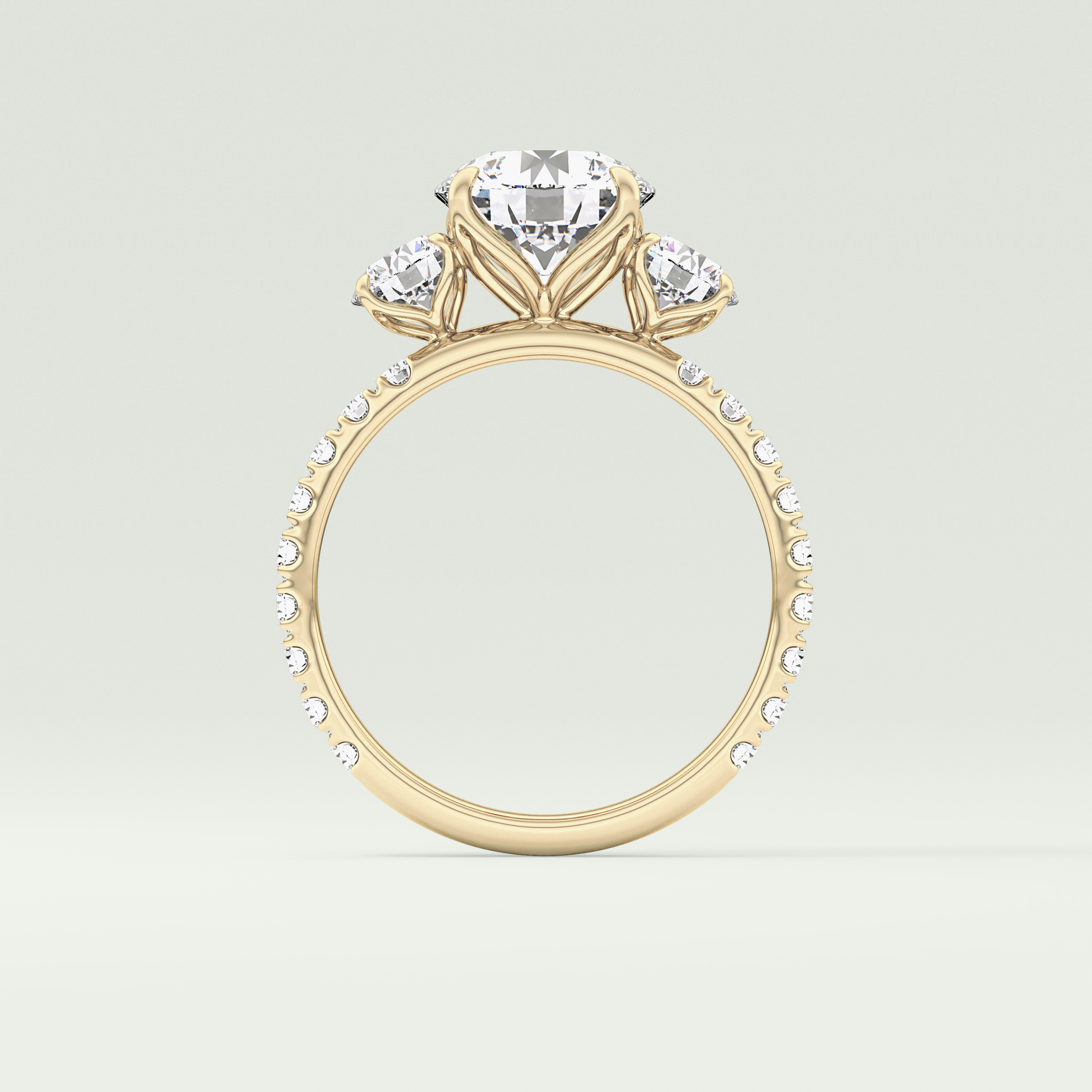 1.5 CT Round Cut Three Stone Lab-Grown Diamond Engagement Ring 6