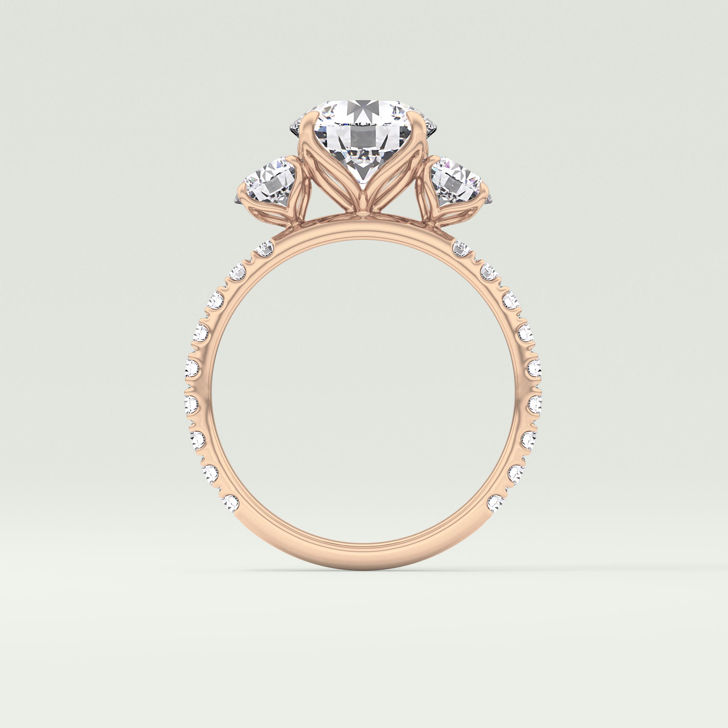 1.5 CT Round Cut Three Stone Lab-Grown Diamond Engagement Ring 12