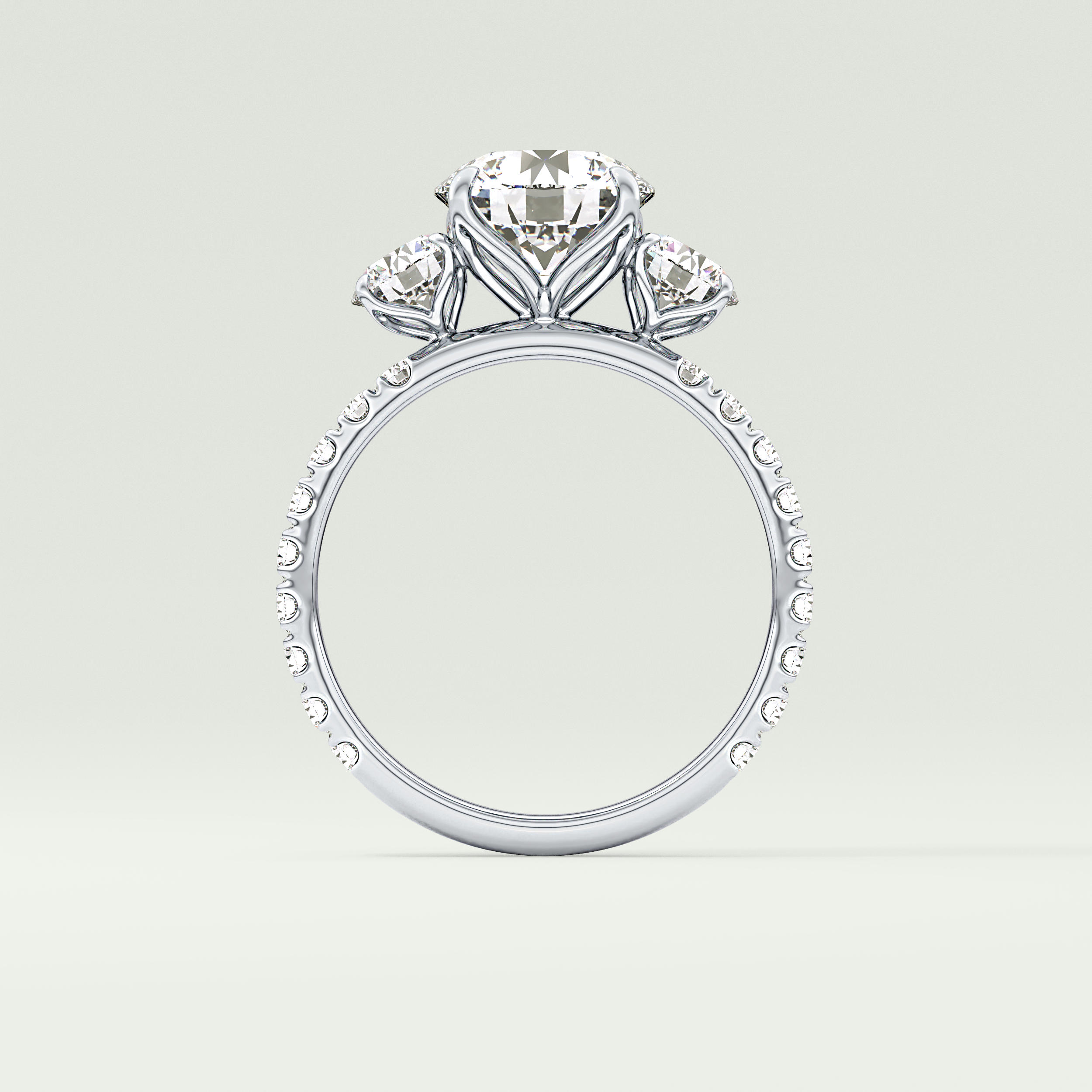 1.5 CT Round Cut Three Stone Lab-Grown Diamond Engagement Ring 18