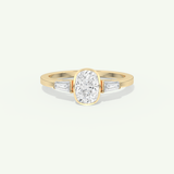 2.0 CT Oval Cut Three Stone Half Bezel Lab-Grown Diamond Engagement Ring
