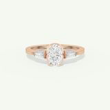 2.0 CT Oval Cut Three Stone Half Bezel Lab-Grown Diamond Engagement Ring