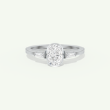 2.0 CT Oval Cut Three Stone Half Bezel Lab-Grown Diamond Engagement Ring