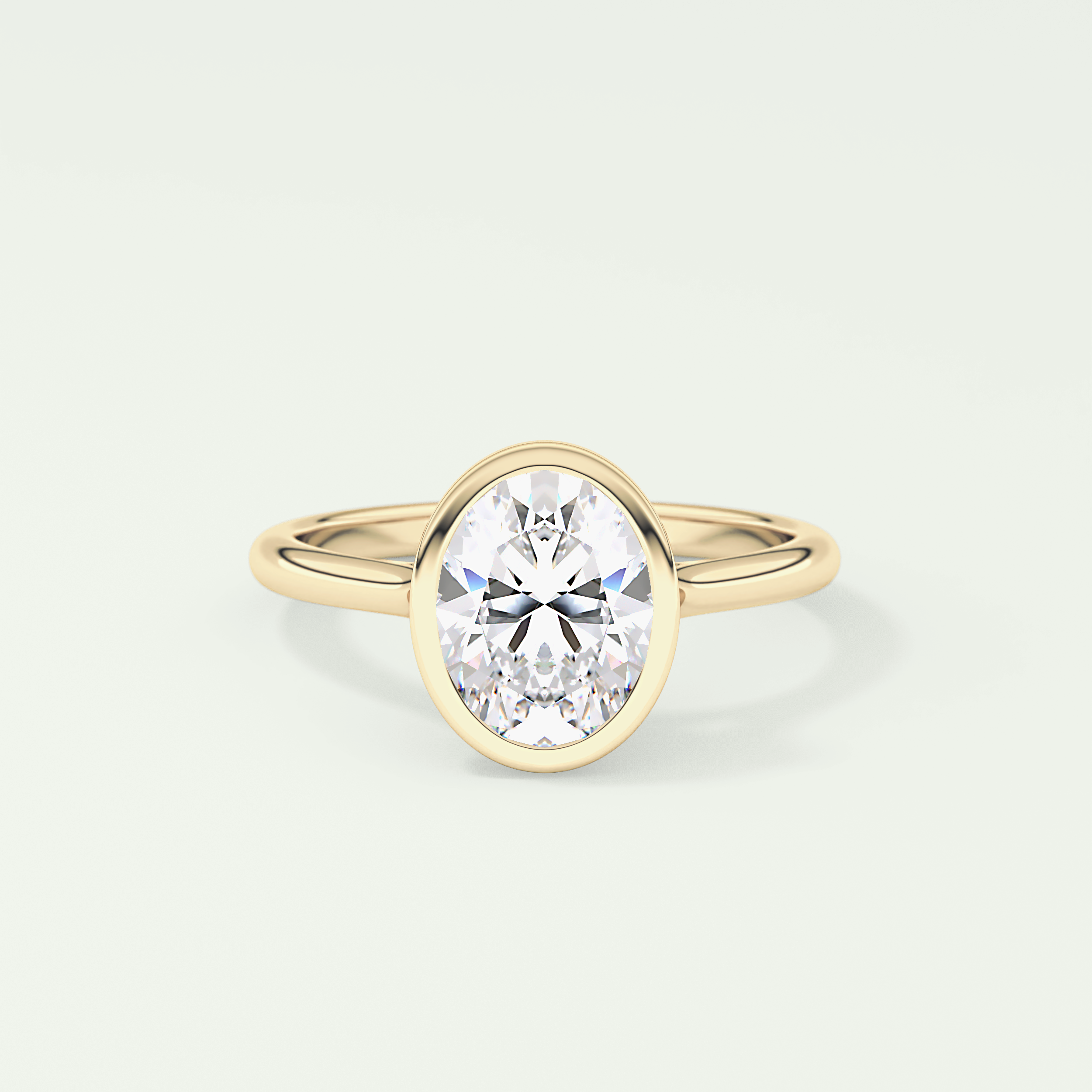2.0 CT Oval Cut Bezel Solitaire Lab-Grown Diamond Engagement Ring 1