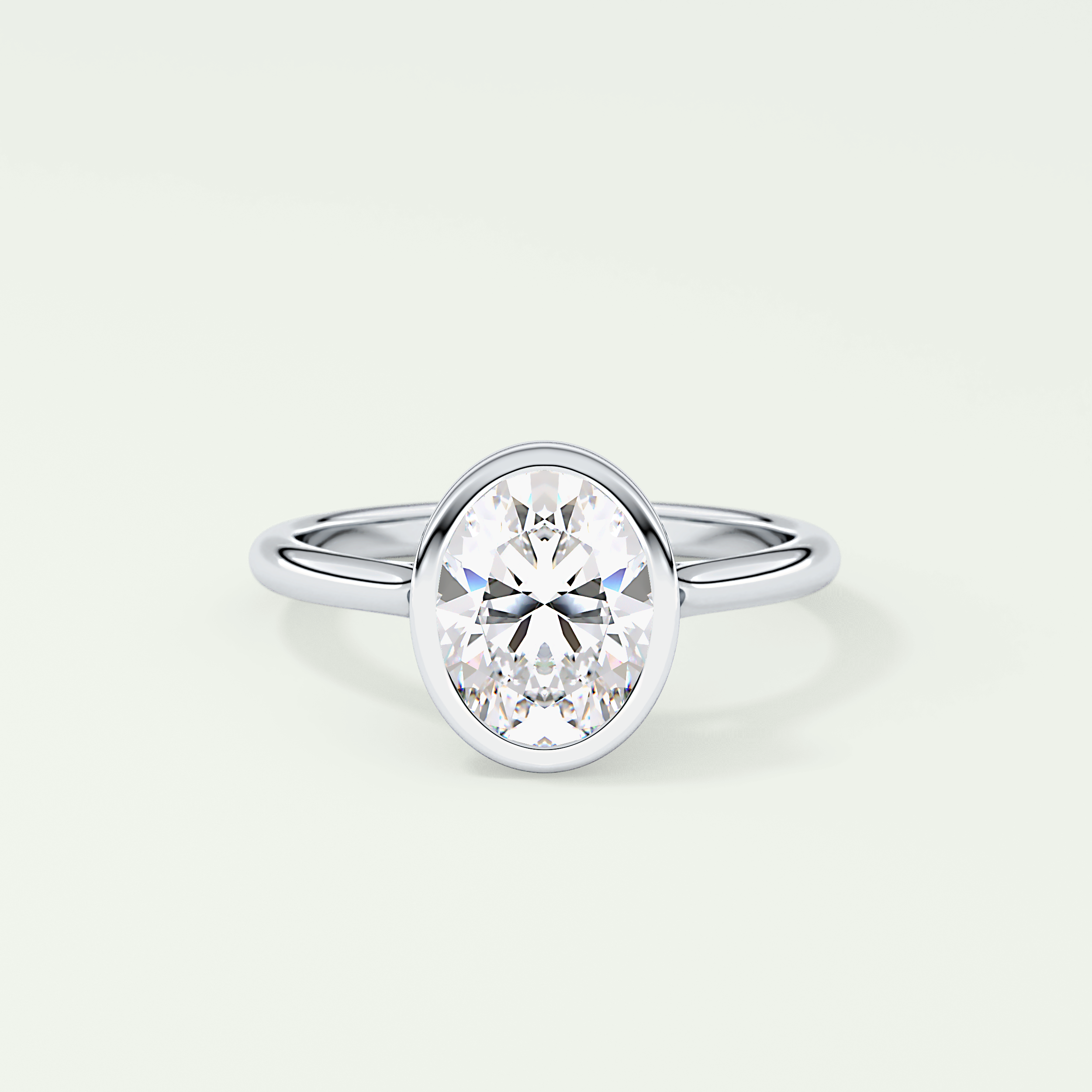 2.0 CT Oval Cut Bezel Solitaire Lab-Grown Diamond Engagement Ring 13