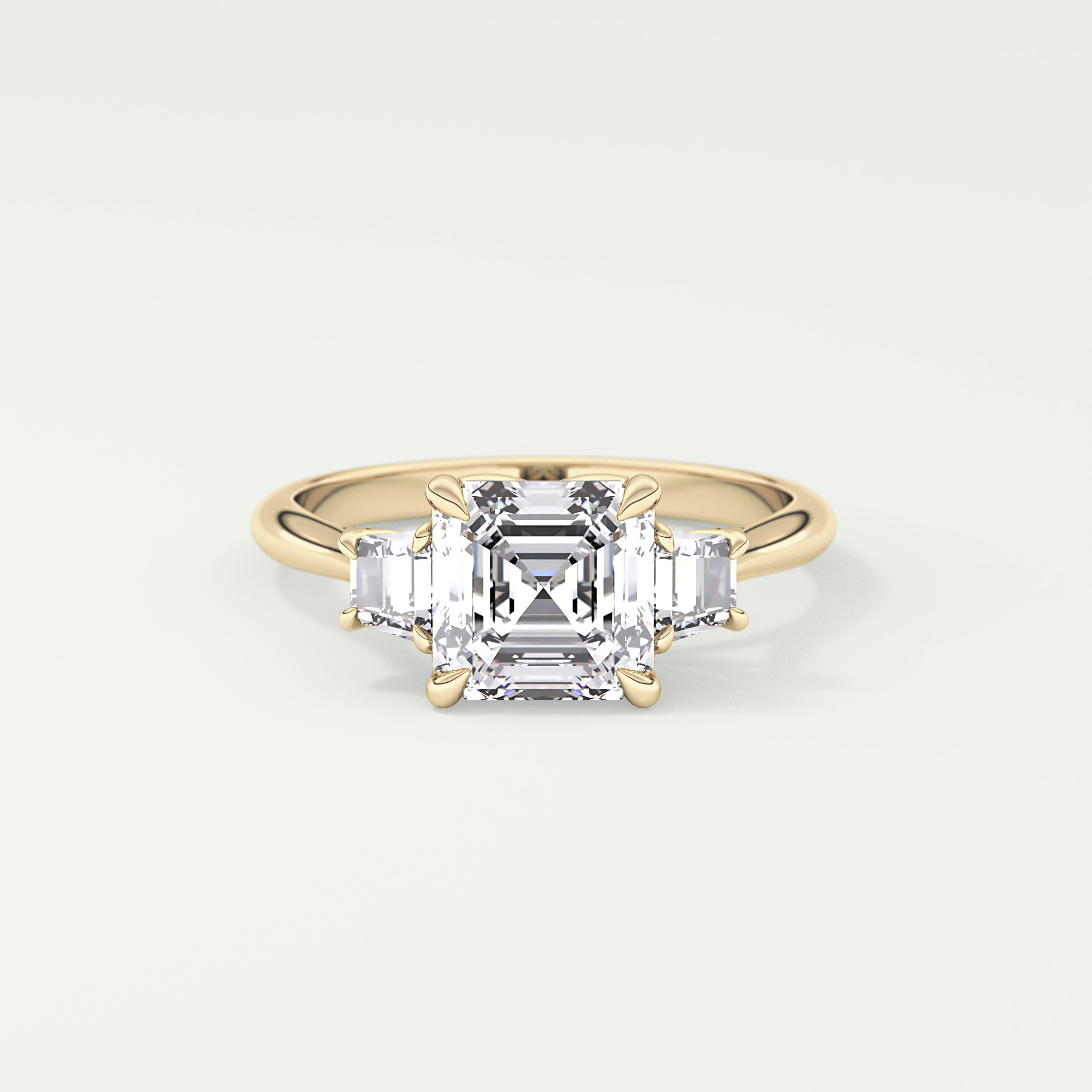 2.0 CT Asscher Cut Three Stone Lab Grown Diamond Engagement Ring