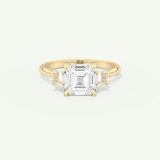 2.0 CT Asscher Cut Three Stone Lab-Grown Diamond Engagement Ring