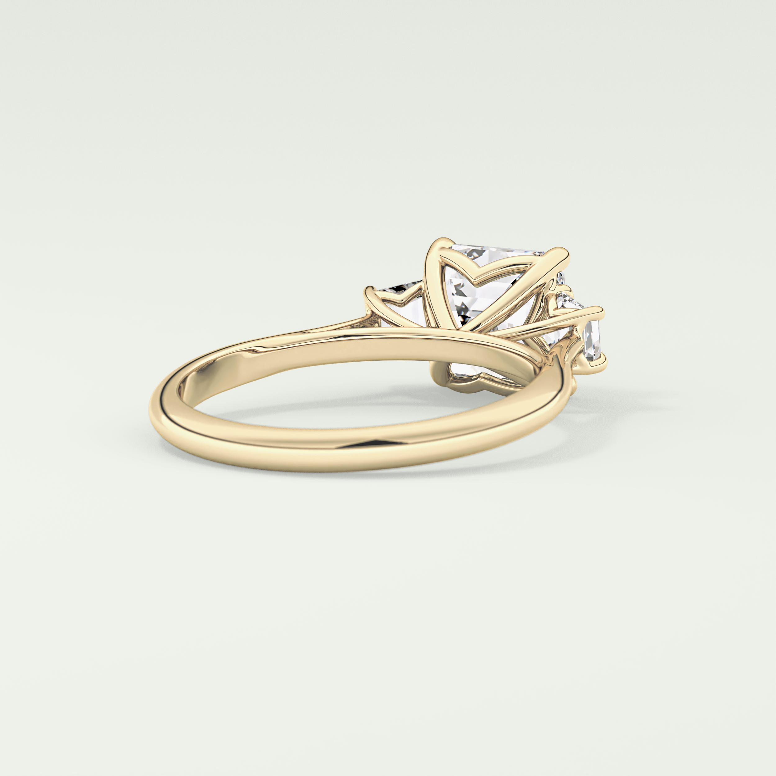 2.0 CT Asscher Cut Three Stone Lab Grown Diamond Engagement Ring