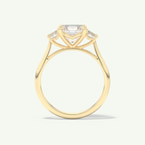 2.0 CT Asscher Cut Three Stone Lab-Grown Diamond Engagement Ring