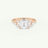 2.0 CT Asscher Cut Three Stone Lab-Grown Diamond Engagement Ring