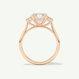 2.0 CT Asscher Cut Three Stone Lab-Grown Diamond Engagement Ring