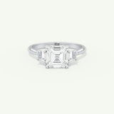 2.0 CT Asscher Cut Three Stone Lab-Grown Diamond Engagement Ring