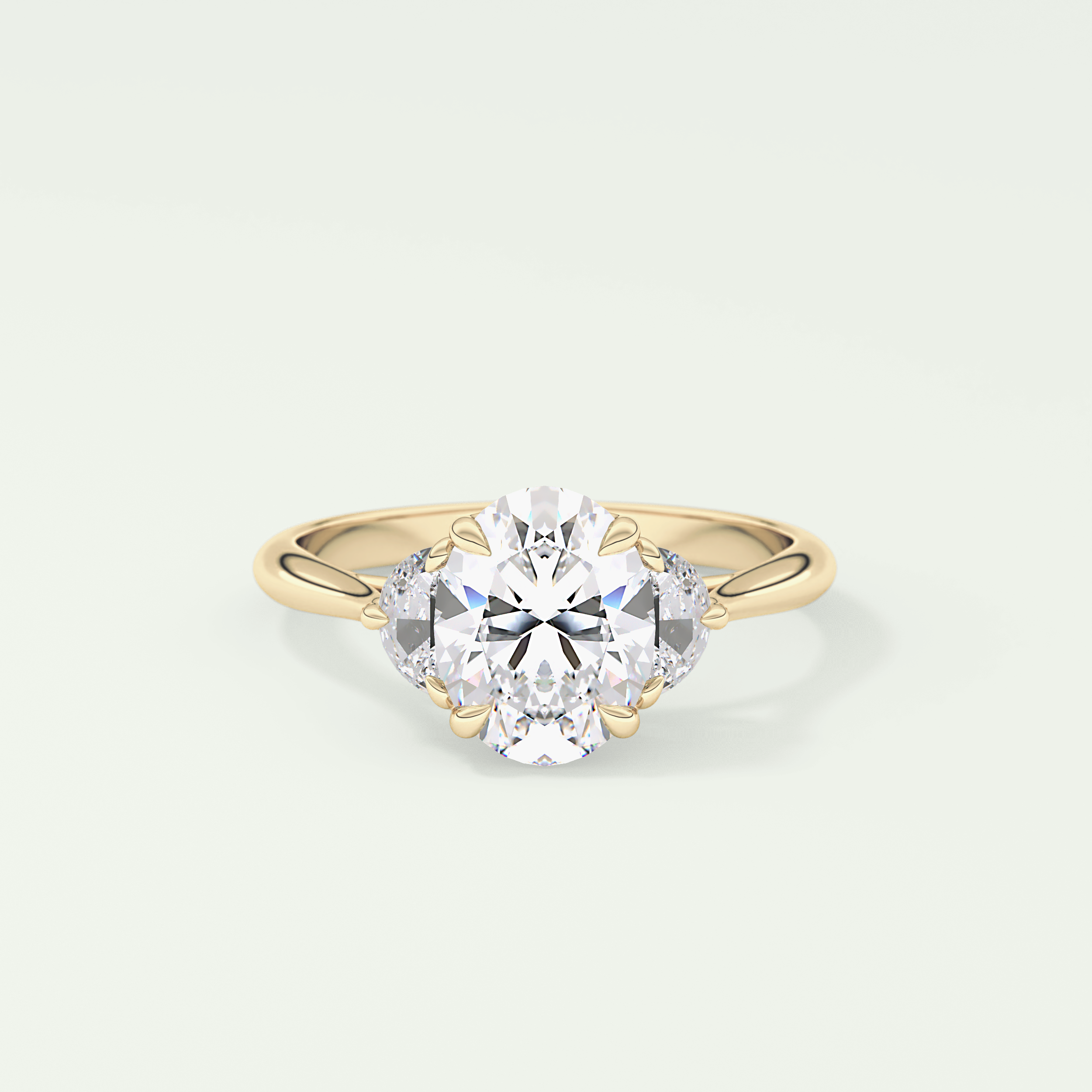 2.0 CT Oval Cut Three Stone Lab Grown Diamond Engagement Ring
