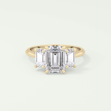 2.0 CT  Emerald Cut Three Stone Moissanite Engagement Ring 1