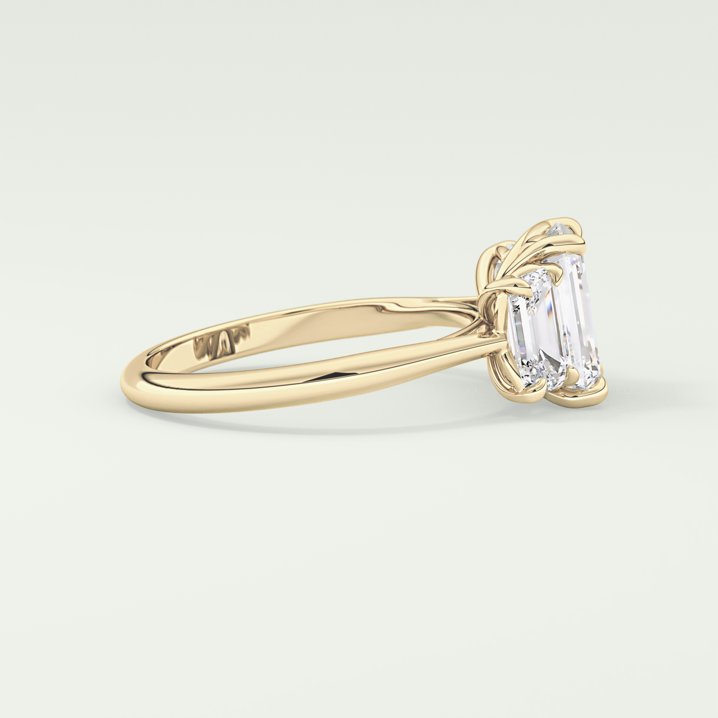 2.0 CT Emerald Cut Three Stone Lab-Grown Diamond Engagement Ring 3