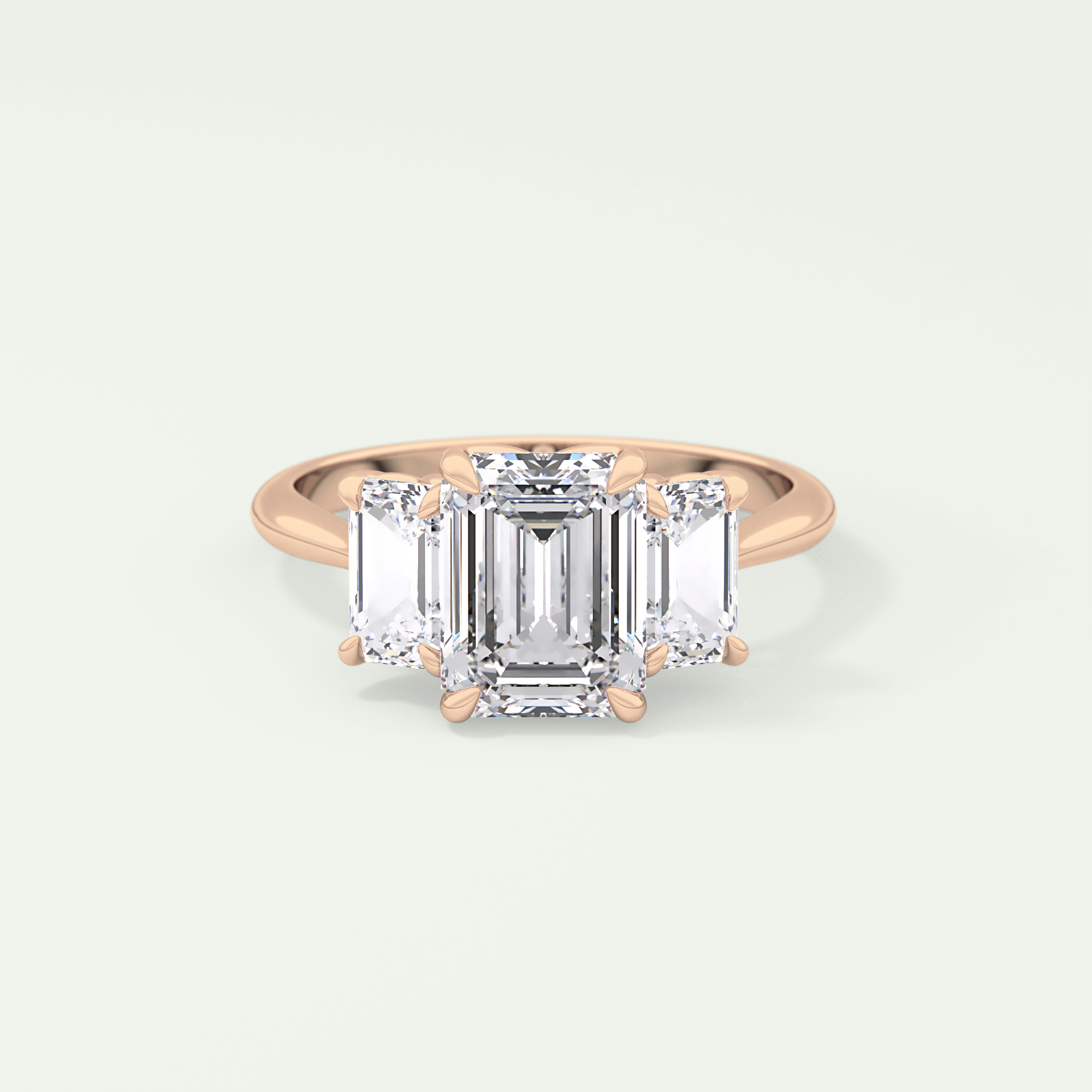 2.0 CT  Emerald Cut Three Stone Moissanite Engagement Ring 7