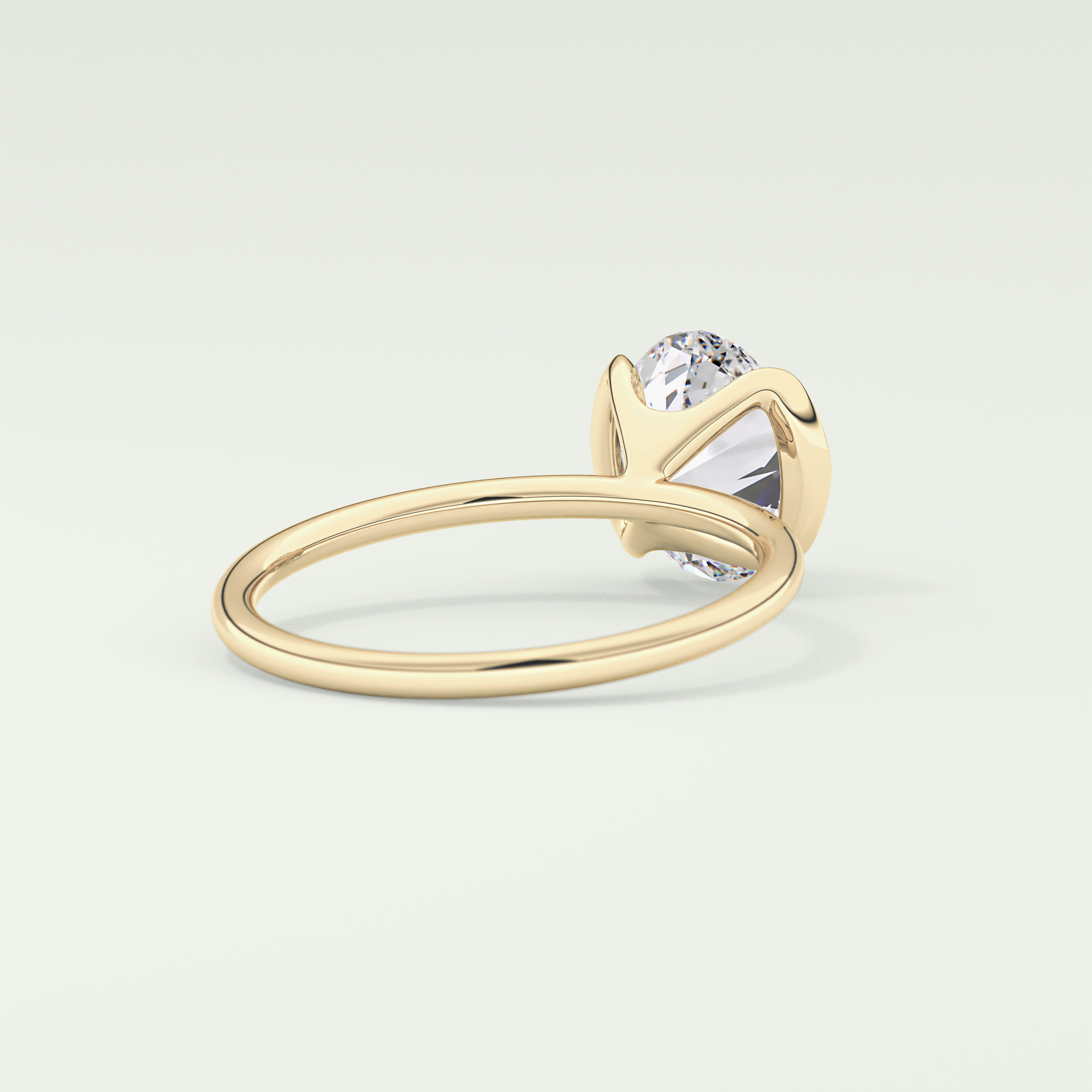 2.0 CT Oval Cut Half Bezel Solitaire Lab-Grown Diamond Engagement Ring 2