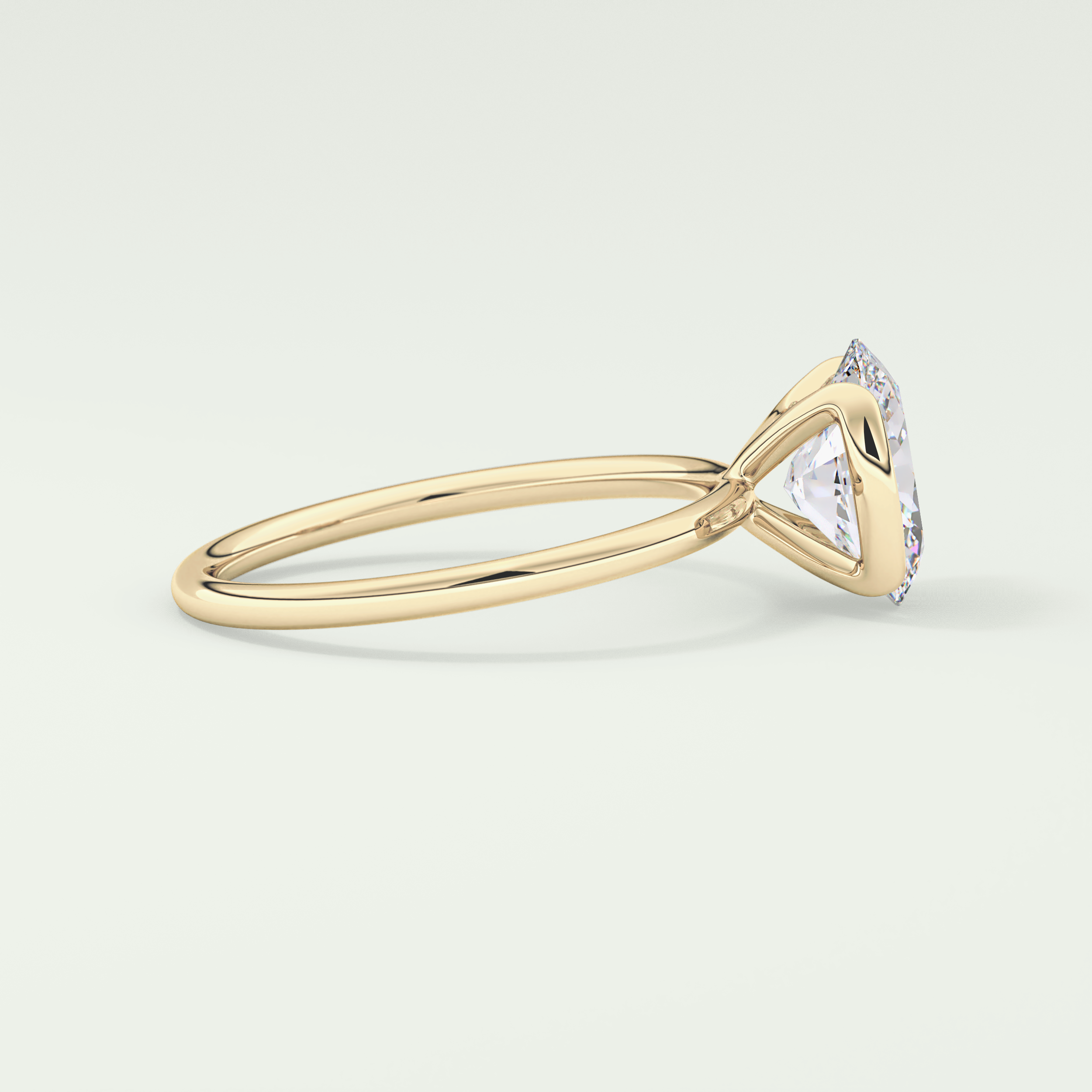 2.0 CT Oval Cut Half Bezel Solitaire Lab-Grown Diamond Engagement Ring 3
