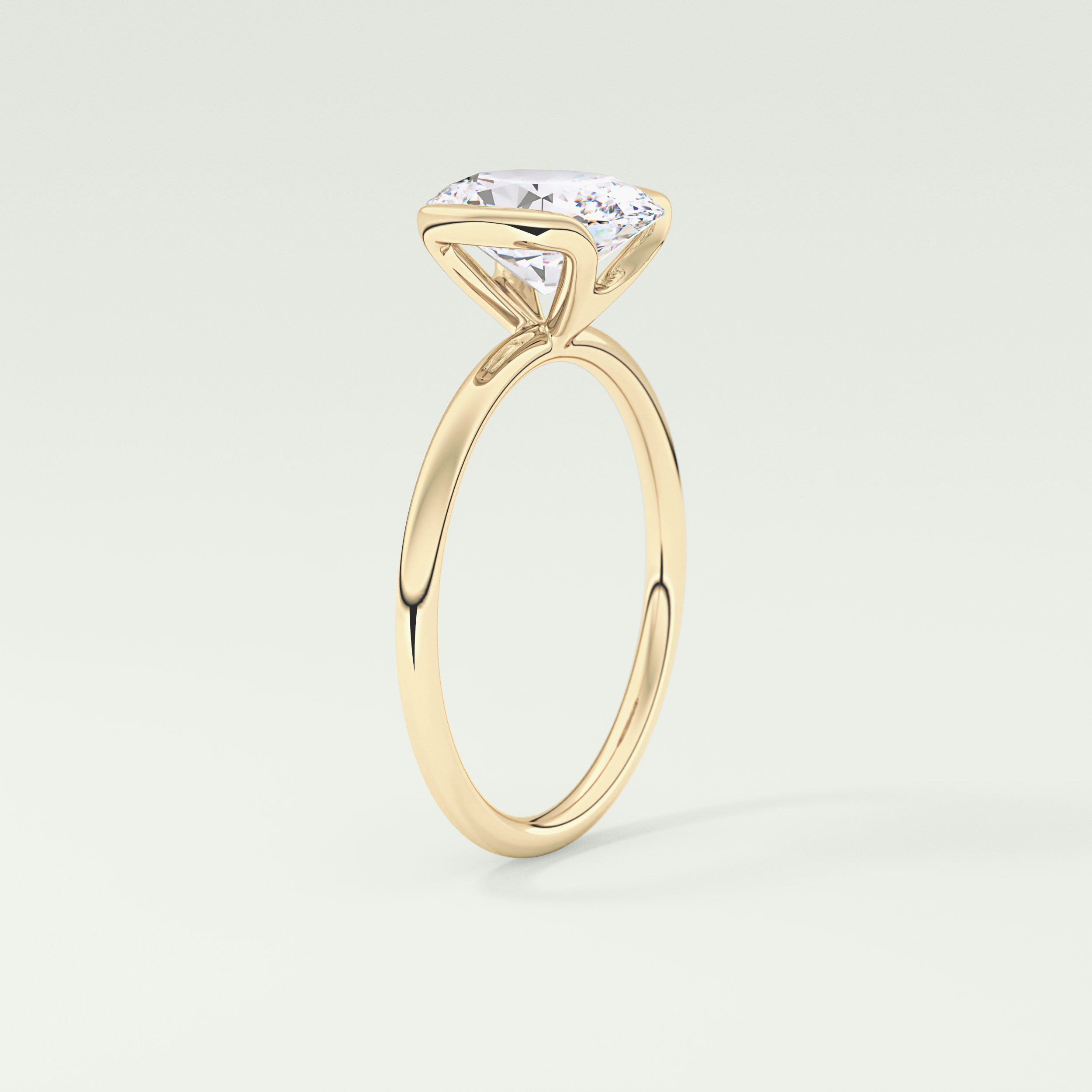 2.0 CT Oval Cut Half Bezel Moissanite Engagement Ring