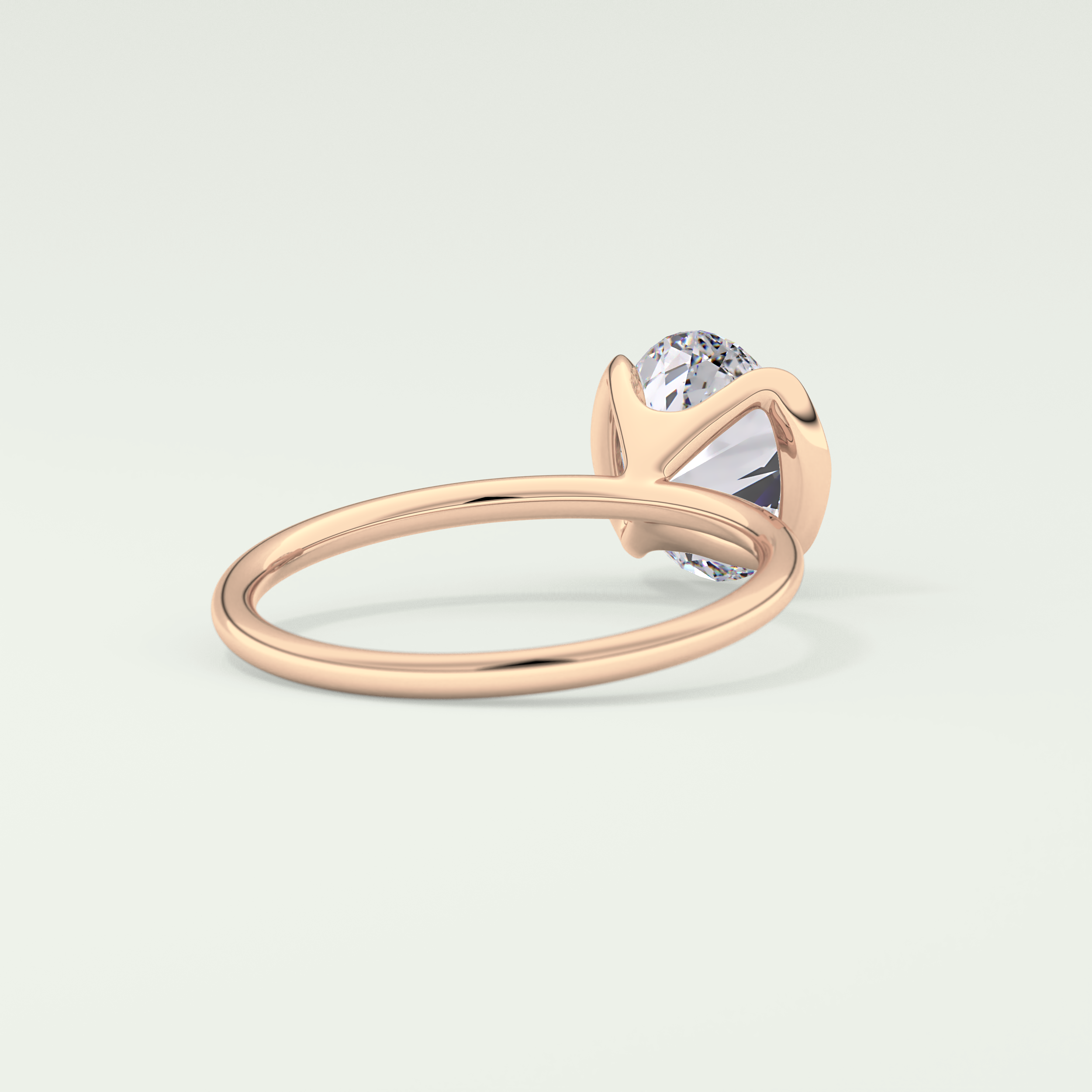 2.0 CT Oval Cut Half Bezel Solitaire Lab-Grown Diamond Engagement Ring 8