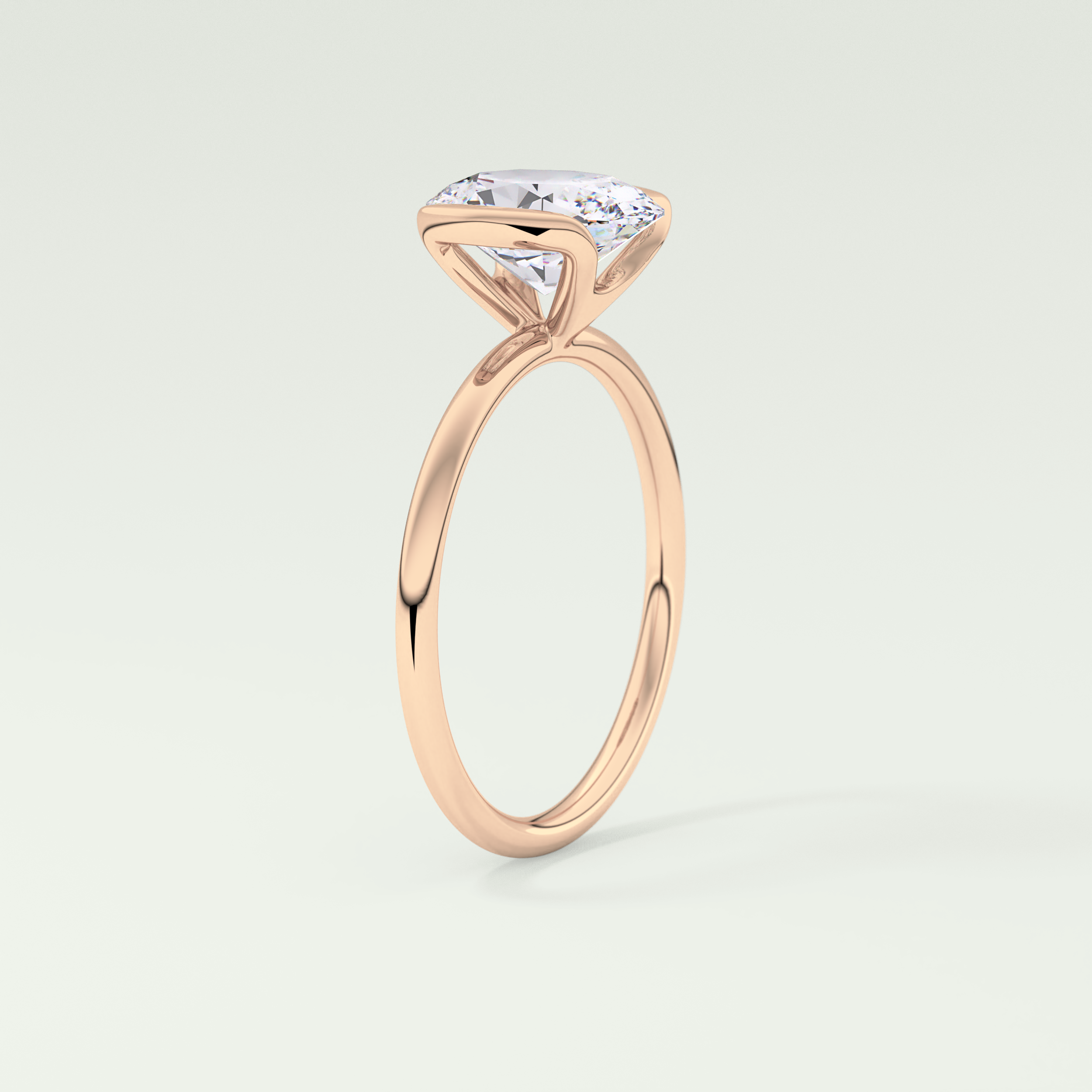 2.0 CT Oval Cut Half Bezel Moissanite Engagement Ring