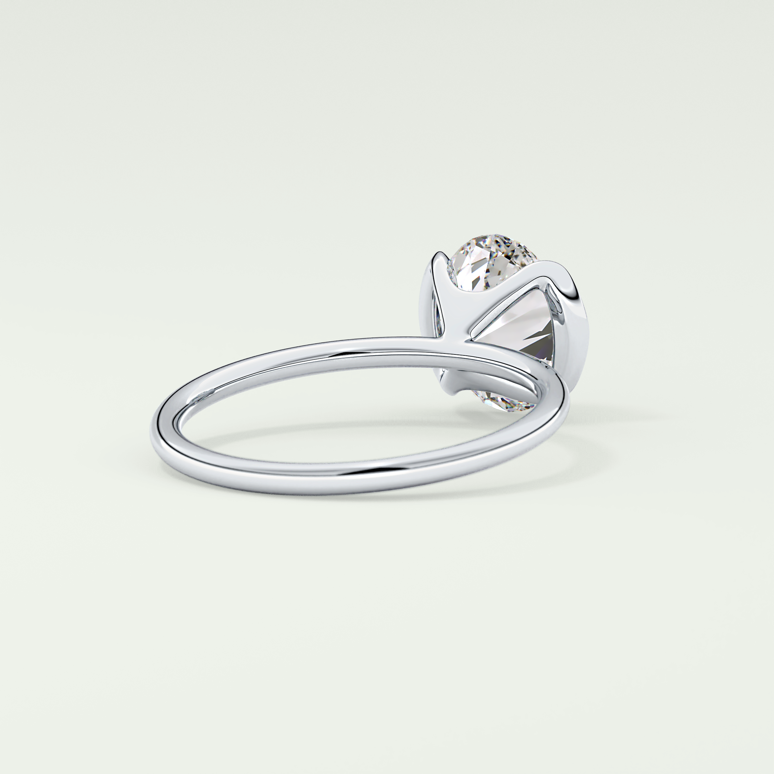2.0 CT Oval Cut Half Bezel Solitaire Lab-Grown Diamond Engagement Ring 14