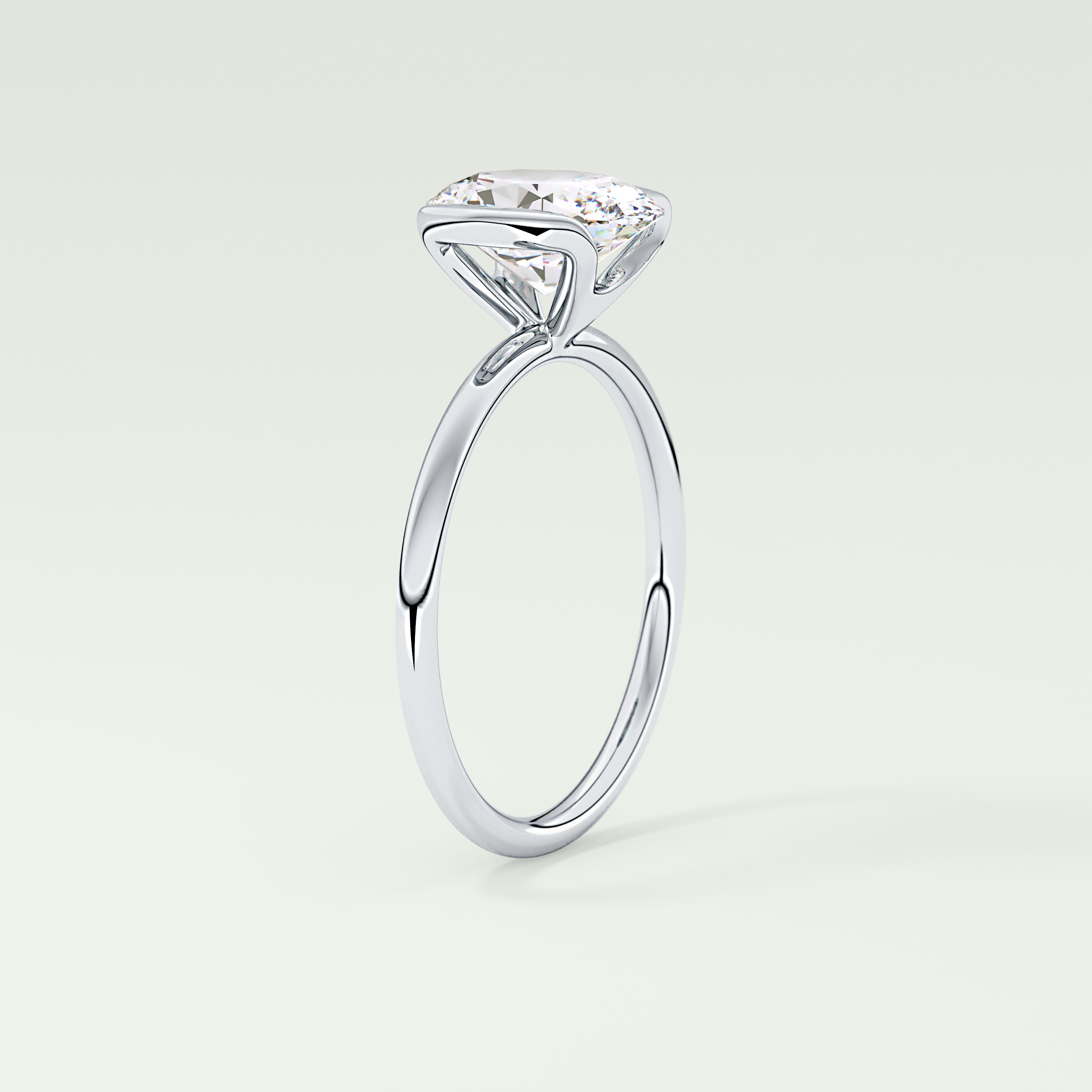 2.0 CT Oval Cut Half Bezel Solitaire Lab-Grown Diamond Engagement Ring 17
