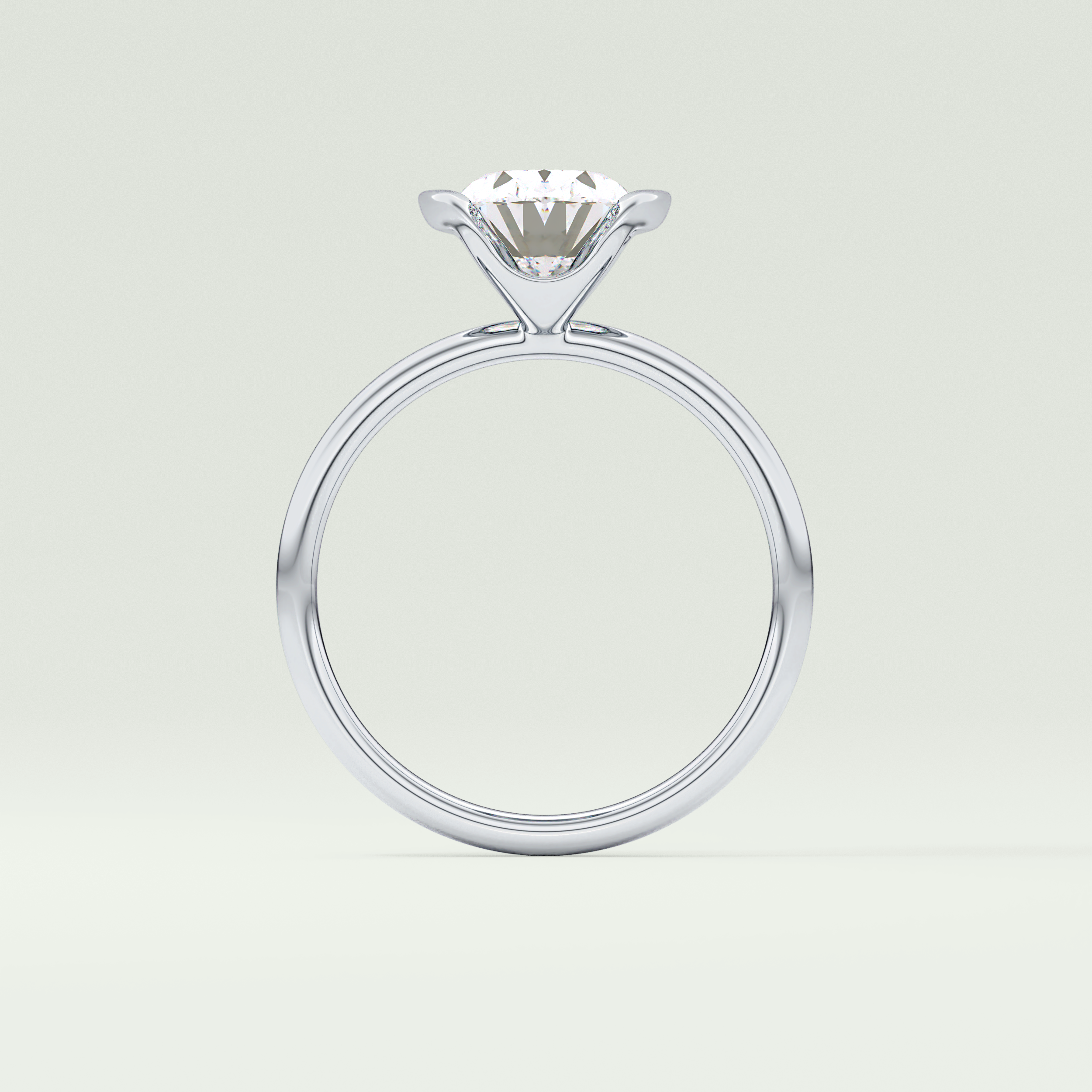 2.0 CT Oval Cut Half Bezel Solitaire Lab-Grown Diamond Engagement Ring 18