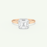 2.0 CT Asscher Cut Bezel Two Tone Lab-Grown Diamond Engagement Ring