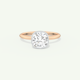 2.0 CT Cushion Cut Bezel Two Tone Lab-Grown Diamond Engagement Ring