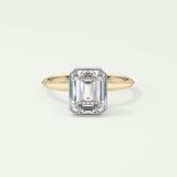 2.0 CT Emerald Cut Bezel Lab Grown Diamond Engagement Ring