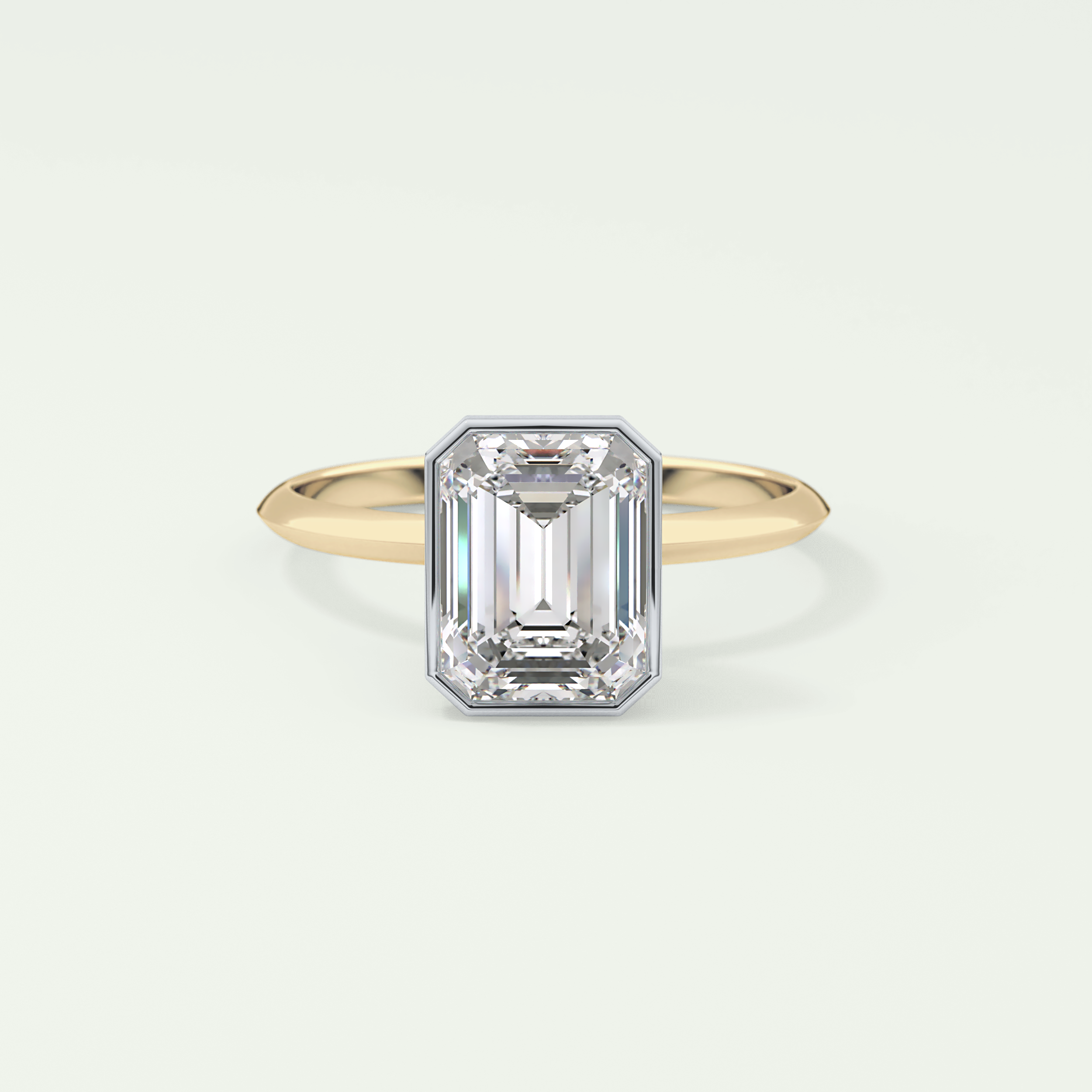 2.0 CT Emerald Cut Bezel Lab Grown Diamond Engagement Ring