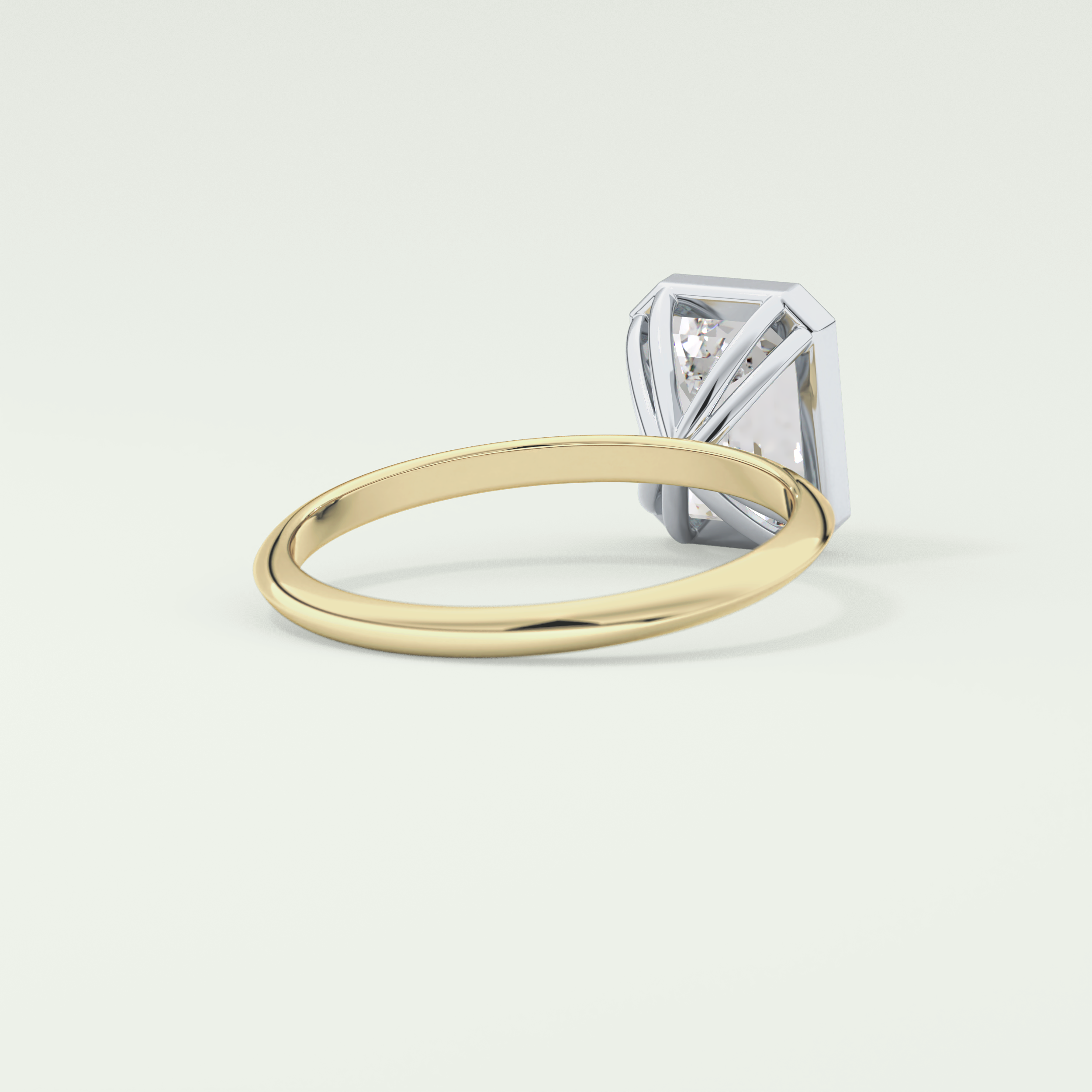 2.0 CT Emerald Cut Bezel Lab Grown Diamond Engagement Ring