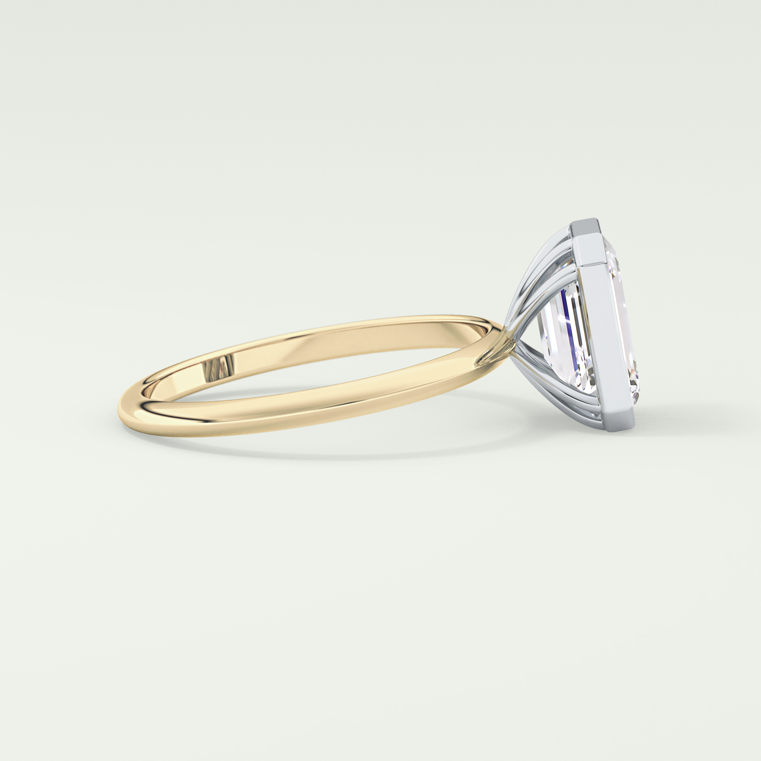 2.0 CT Emerald Cut Bezel Lab Grown Diamond Engagement Ring