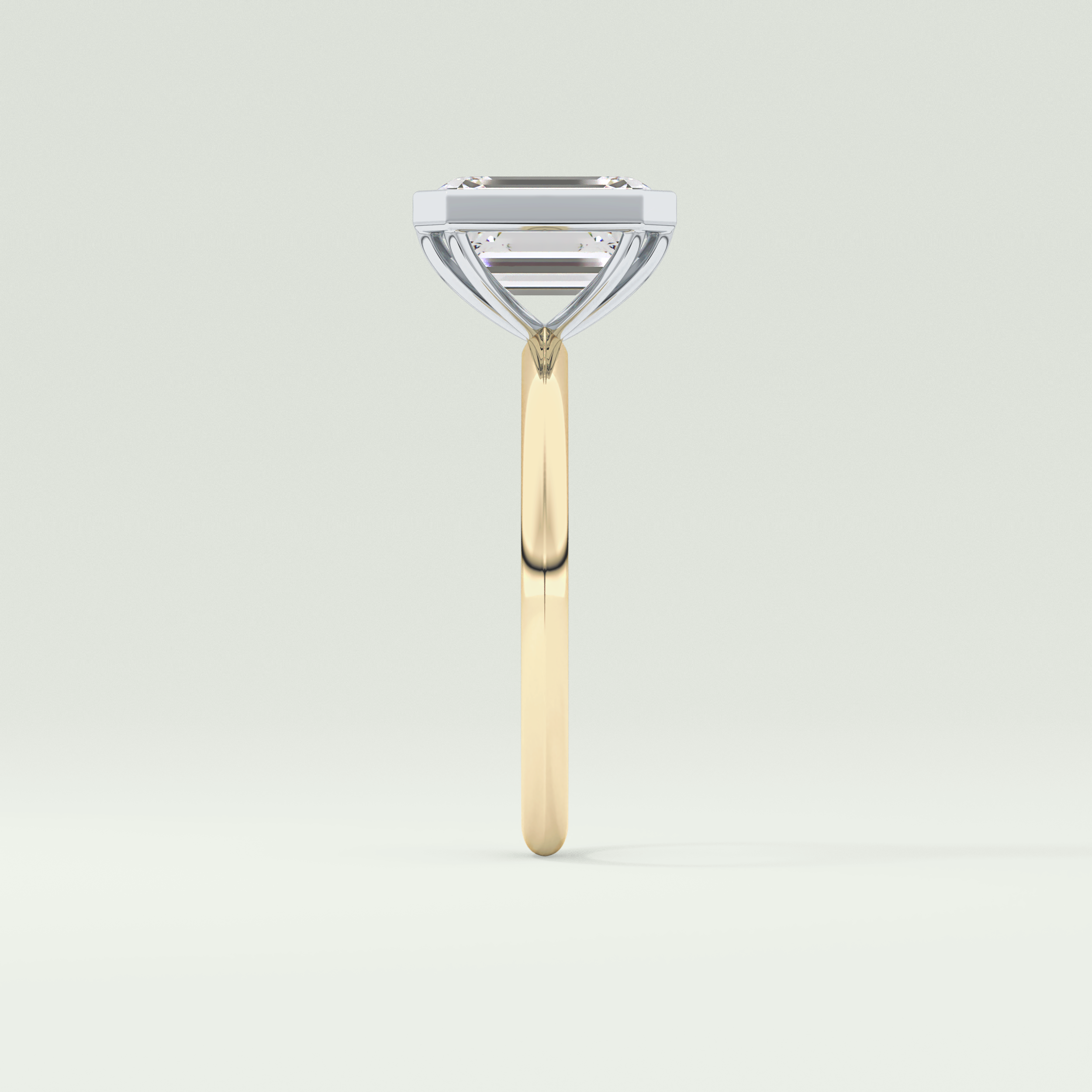 2.0 CT Emerald Cut Bezel Lab Grown Diamond Engagement Ring