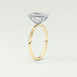 2.0 CT Emerald Cut Bezel Lab Grown Diamond Engagement Ring