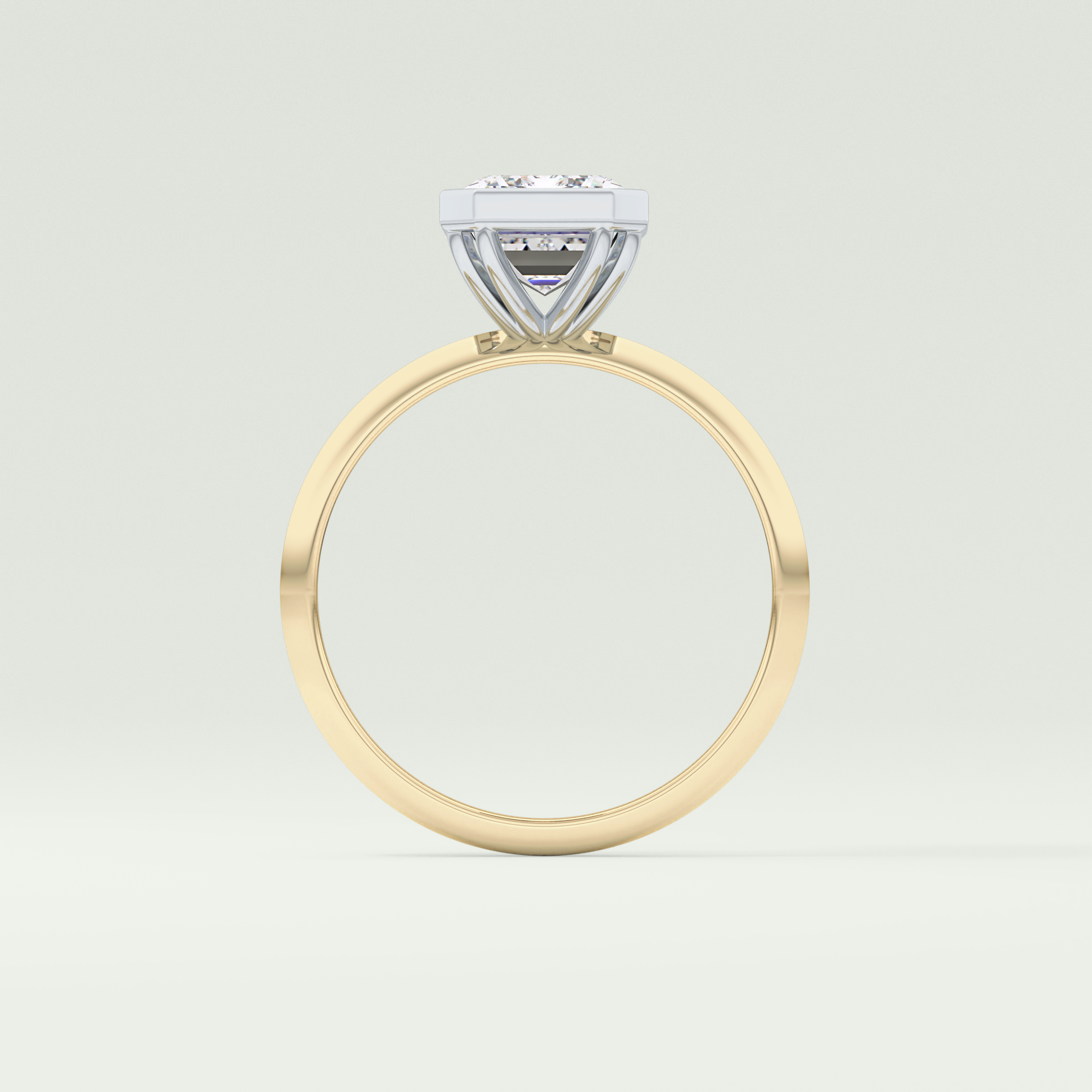 2.0 CT Emerald Cut Bezel Lab Grown Diamond Engagement Ring